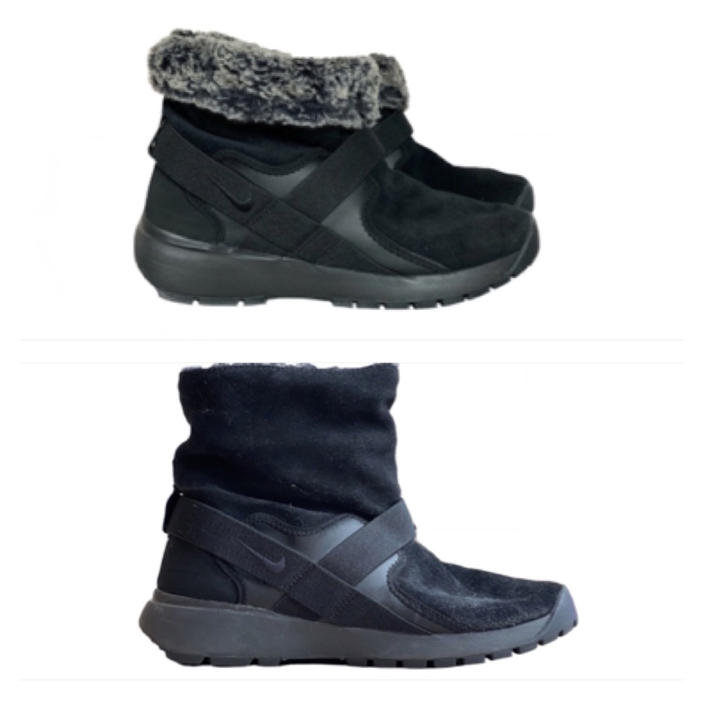 Nike Golkana Triple Black Suede Faux Fur Winter Boot / Bootie, Sz 7.5 - Picture 1 of 13